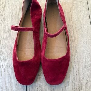 Madewell Burgundy Suede Mary Jane Flats